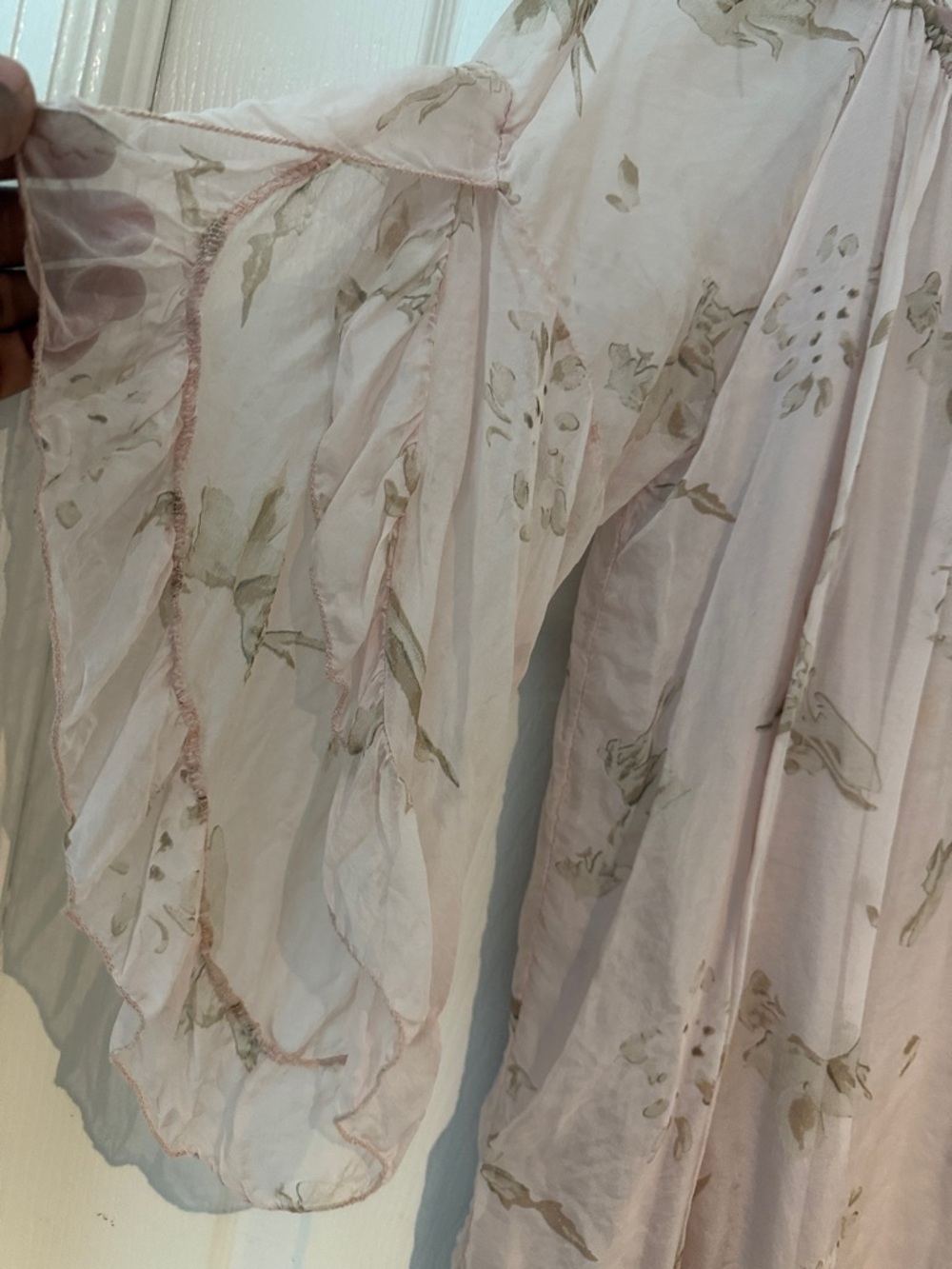 MADE IN ITALY. Light Pink Floral Peasant Top - Boho Women's Blouse - Picture 2 of 8